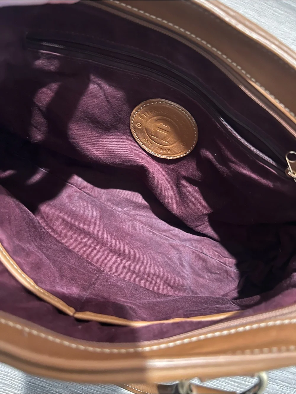Etienne Aigner Burgundy and Tan Signature Shoulder Bag